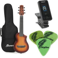 Ibanez AU Tenor Ukulele Essentials Bundle - Open Pore Light Brown Sunburst