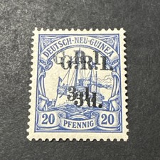1914 New Guinea 3d Penny MLH Surcharge Double GRI 3d Collectible Stamp