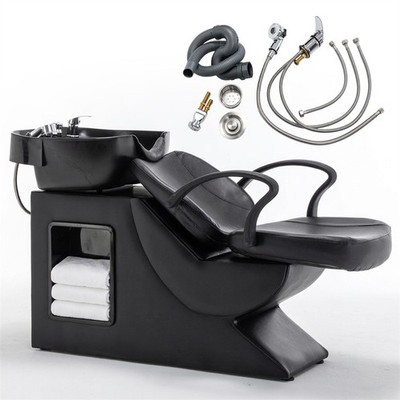 Shampoo Bowl and Chair Set for Salon with ABS Sink & PU Leather Chair for Spa