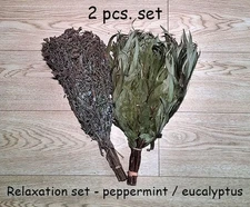 Set of 2 peppermint / eucalyptus  sauna brooms / Whisk Broom venik