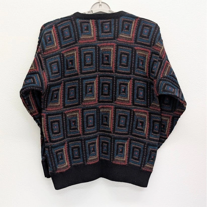 Suéter Jantzen De Colección Para Hombre Mediano Multicolor Geométrico Abuelo Hecho en EE. UU. Años 90 Foto 4 de 4