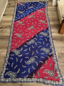 Beautiful Party 3 X 7 Feet Saree With Two Tone Design Pink And Blue