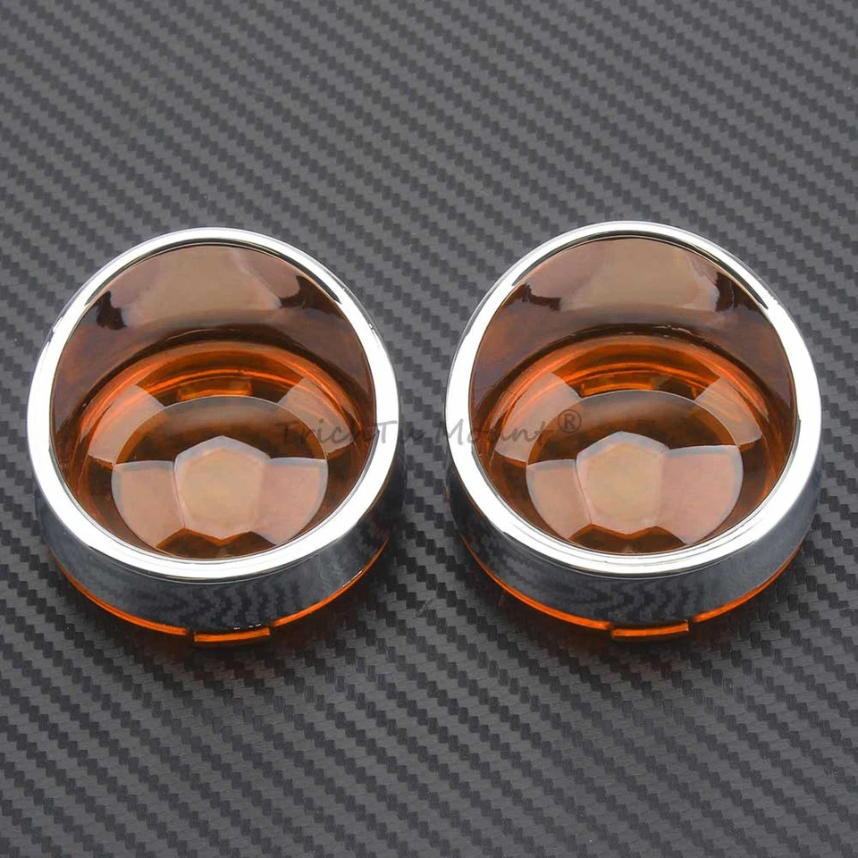 2X Bezel Amber Turn Signal Light Lenses Visors For Harley Touring Sportster Dyna - Imagem 2 de 4