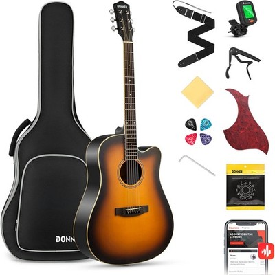 Donner Akustikgitarre Cutaway Kit Einsteiger 4/4 Dreadnought 41 Zoll mit Gigbag