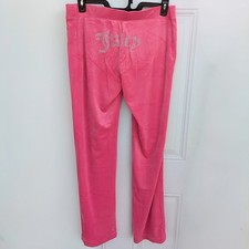 JUICY COUTURE Sweatpants Womens L Velour OG Big Bling in Pink Status Y2K