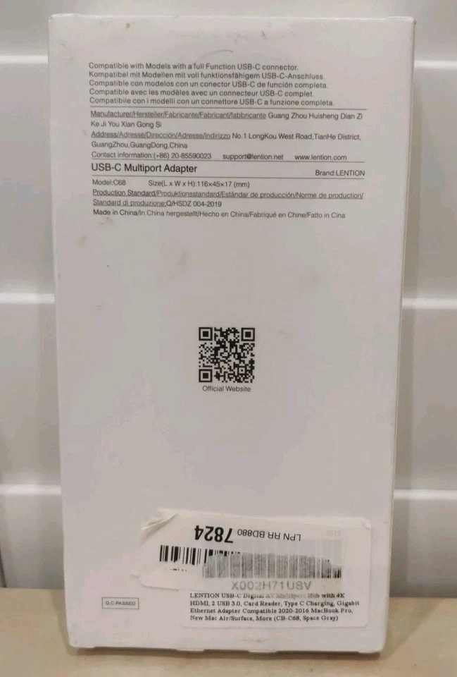 LENTION C68 USB-C Digital AV Multiport Adapter - Space Gray - New/ Sealed - Image 2 of 3