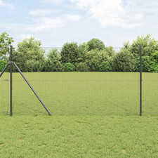 Fence Post Grey 5000x3.2x100cm Steel PVC Powder Coated Outdoor 52 Corrosion Safe