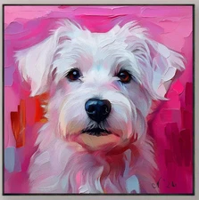 ORIGINAL Oil PAINTING on Canvas Dog  Textured Artwork 12x12 in Custom Order