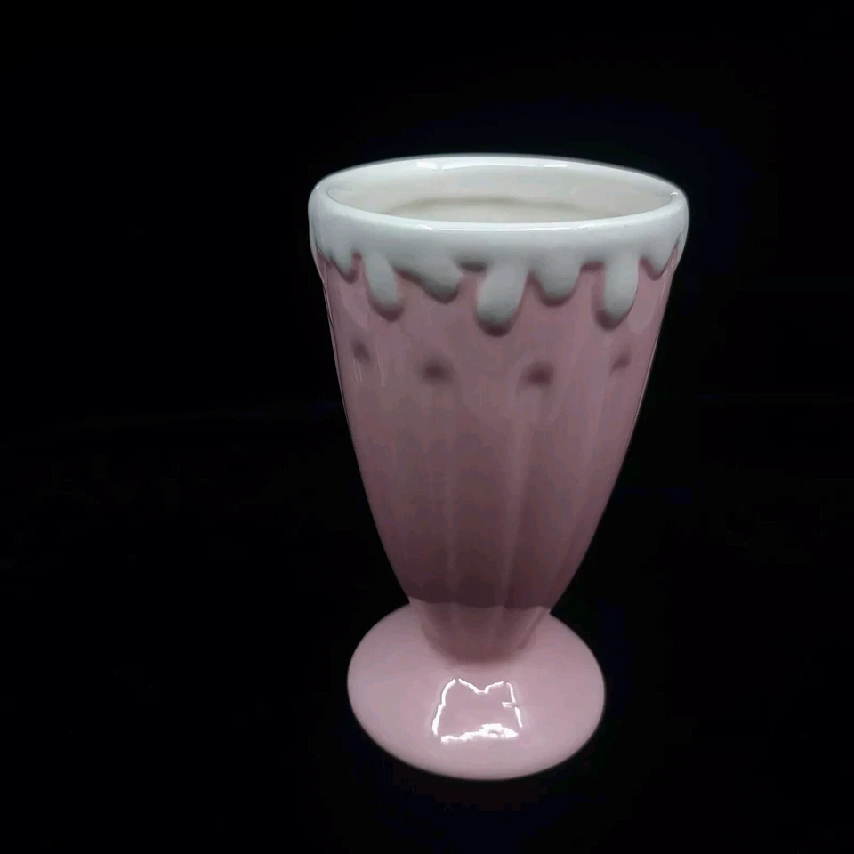 6 Inch Tall Beautiful Pink And White Ice Cream Cup #TA2 - Image 4 of 4