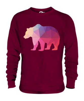 GEOMETRIC PATTERN BEAR UNISEX SWEATER  TOP GIFT TEXTILE ANIMAL