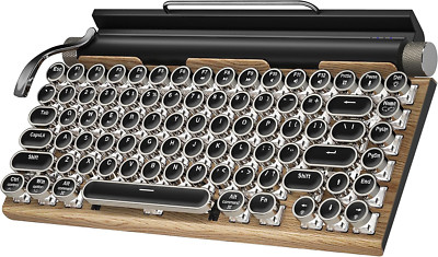 Retro Typewriter Wireless Mechanical Gaming Keyboard, Bluetooth 5.0 Office Compu