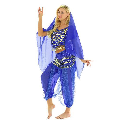 Damen Tanzbekleidung Laterne Kostüm Harem Outfit Cosplay Tanz Schal Bauch Sets - Bild 87 von 139