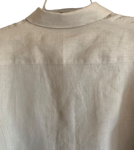 NWT Liz Claiborne Linen Womens Button Up Shirt Overshirt Cream Sz 10 Cost $99 - Picture 11 of 16
