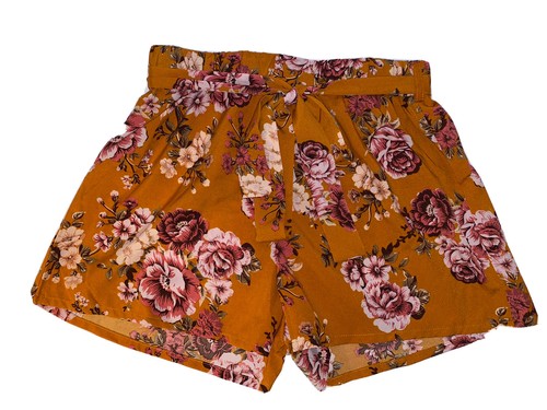 Pantalones Cortos para Shein Naranja Pequeño Floral Fluido Cintura Elástica En | eBay