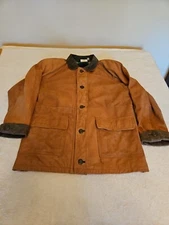 Merit Awards Leather Jacket Mens Large Brown Soft Nubuck Flannel Lined Barn Coat