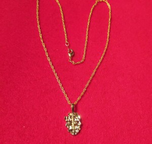 Authentic 14KT GOLD PLATED NUGGET $ DOLLAR SIGN CHARM WITH 16 INCH ROPE NECKLACE- 408
