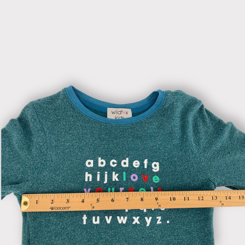 NEW Wildfox "Love Yourself" Alphabet Sweatshirt Fuzzy Green Kids Size XS 4/5 - Picture 8 of 11