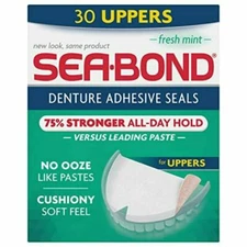 SM Sea-Bond Denture Adhesive Fresh Mint Uppers 30 Count