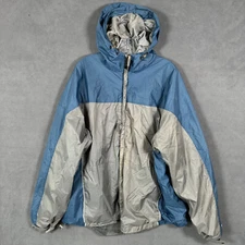 Stearns Dry Wear Jacket Size XL Gray Blue Waterproof Full Zip Windbreaker Rain