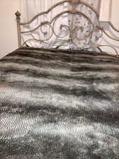 Restoration Hardware LUXE Faux Fur /Velour Throw Gray Beige 96 X 80