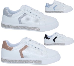 womens black diamante trainers