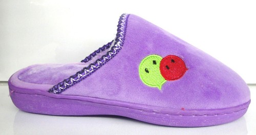 Zapatillas de estar en casa felpa lila con adorno suela gorda muliida | eBay