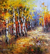 Autumn Landscape Oil Painting, Gallery Stretched, Wall Art, Signed Jean Paul