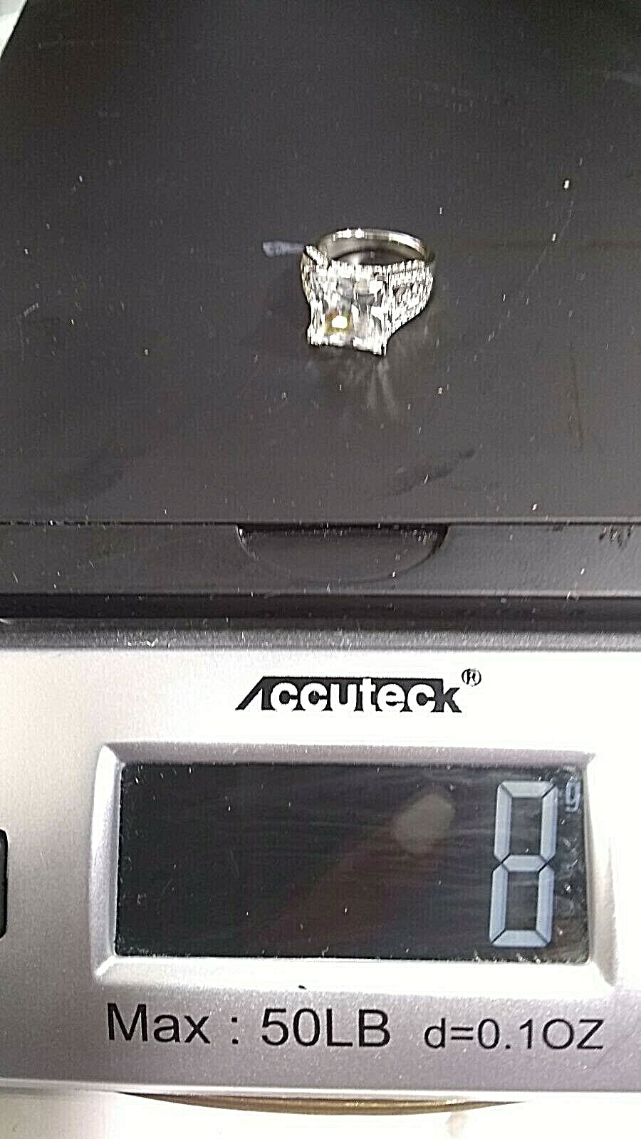 STERLING SILVER SQUARE CRYSTAL RING - image 7