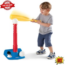 Kids T-Ball Set W/Bat  2 Balls Adjustable Height Ages 18 Months To 4 Years New