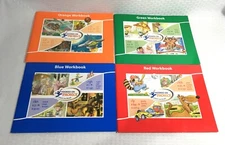 LOT OF 4 HOOKED ON PHONICS LEARN TO READ WORKBOOKS / BLUE, RED, GREEN, ORANGE