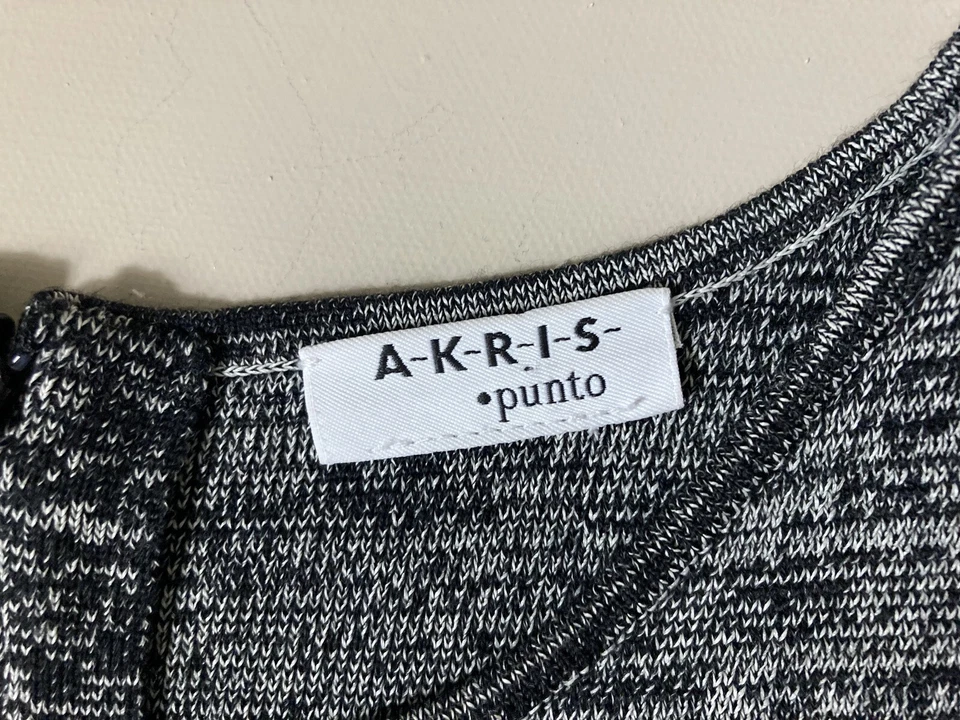 Vestido de lana elástico tejido Akris Punto negro jaspeado talla US 12 EUC inv19 Foto 2 de 4