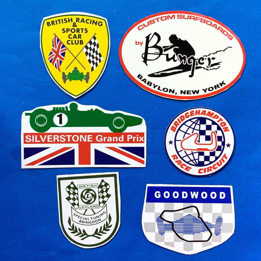 6 Refrigerator Magnets Soft - Racing Cars - Surfboard