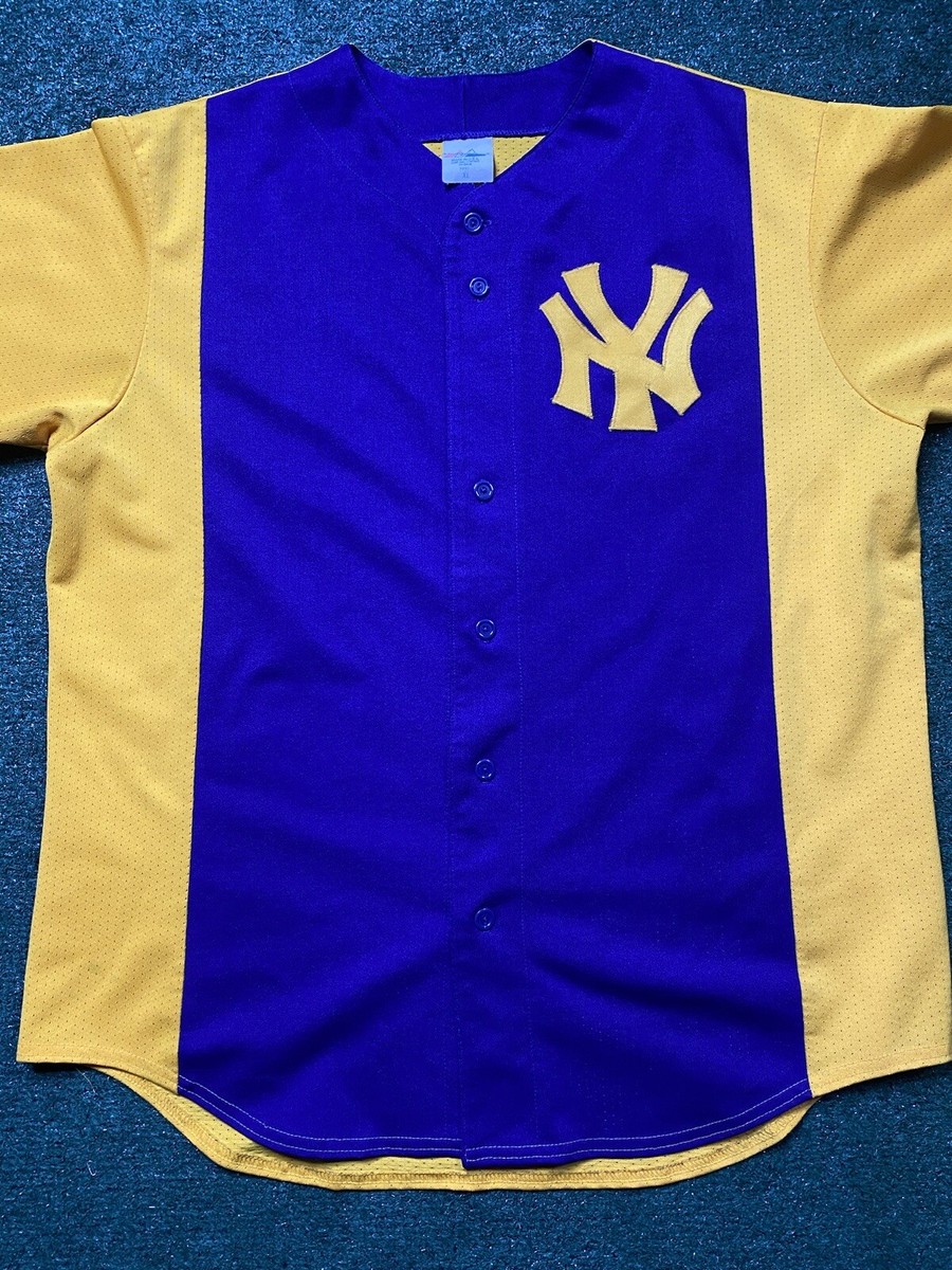 Majestic New York Yankees Purple Yellow Jersey Sz XL Rare OG