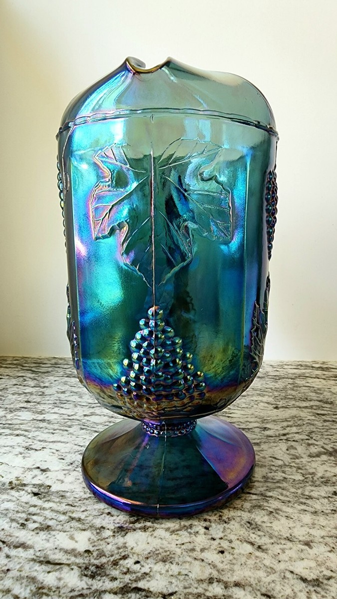 Indiana Glass Blue Purple Iridescent Carnival Glass Pitcher