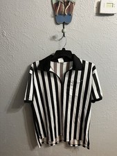 Camisa Uniforme Oficial Árbitro Blanco y Negro Rayas Ref Bolsillo Talla XL