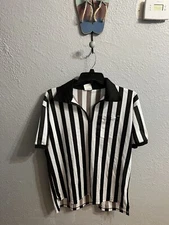 Official Referee Black & White striped Uniform Shirt Ref Pocket Size XL