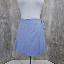 Brandy Melville Genevieve Womens M Blue White Ditsy Floral Wrap Skirt