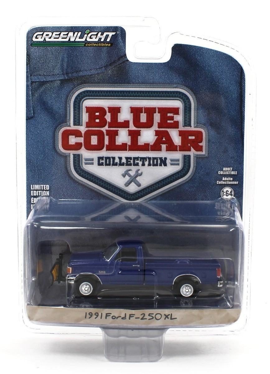 1:64 GreenLight *BLUE COLLAR 13* Blue 1991 Ford F-250XL Pickup w