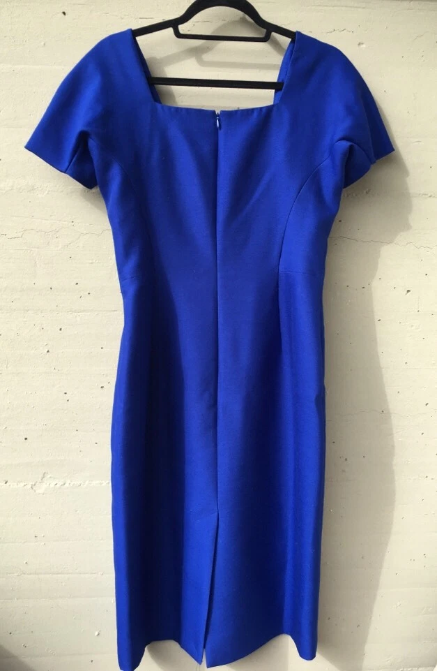 Abito al ginocchio blu lana Alexander McQueen nuovo con etichette originale taglia 42 US 6 8