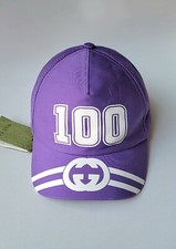 Gucci Purple Hat Baseball Cap size M 58cm Unisex White Logo 100th Anniversary 