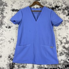 Figs Casma Scrub Top Womens Size XXS Blue Hospital Nursing Healthcare