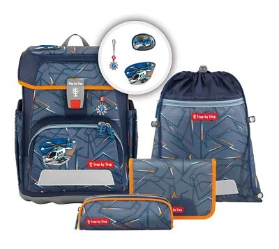 Step by Step Cloud Schulranzen-Set 5-teilig Helicopter Sam dunkelblau