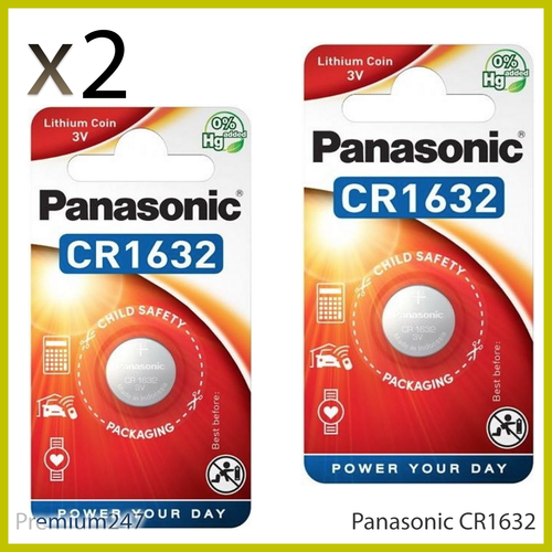 2 x Panasonic CR1632 3V Lithium Coin Cell Battery 1632 DL1632 BR1632