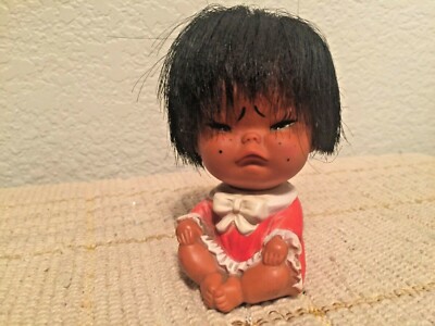 Vintage 3.5'' Vinyl Hawaiian Pouting Little Girl
