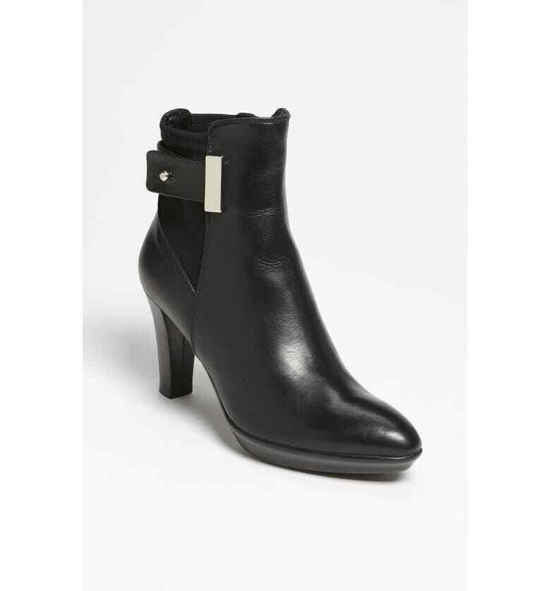 Aquatalia Black Leather Side Zip Royal Waterproof Bootie US B