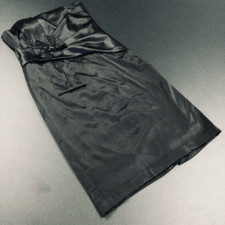 Signature by Sangria Womens Black Satin Strapless Sheath Cocktail Dress Size 6