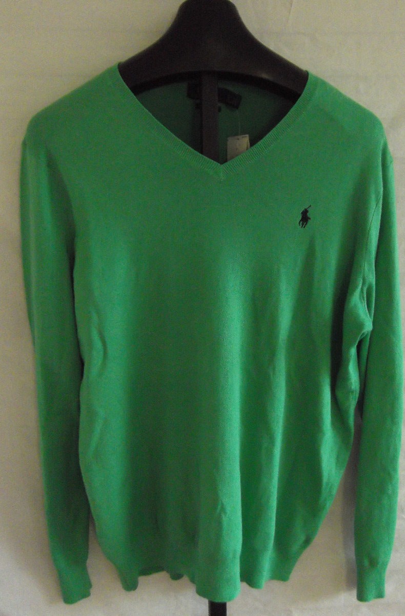 NWT Polo Ralph Lauren Tiller Green Pima cotton Thin Knit Sweater