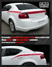 Dodge Avenger Trunk Lid and Rear Quarter Stripes Decals 2008 2009 2010 Pro Motor