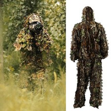 3D Ghillie Suit Set Sniper Leafy Camouflage Forest Hunting Camo Gilly Suit LARGE