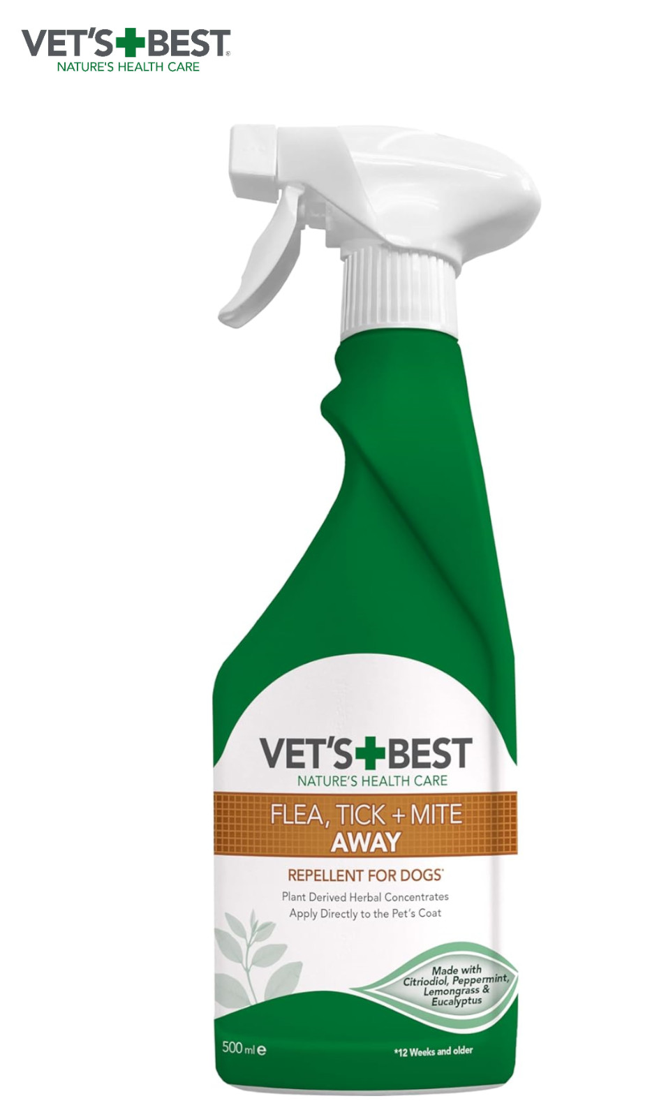 VETS BEST FLEA TICK & MITE AWAY SPRAY FLEA REPELLENT SPRAY FOR DOGS 500ML